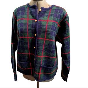 Women's vintage Hasting & Smith plaid cardigan‎ sweater size large